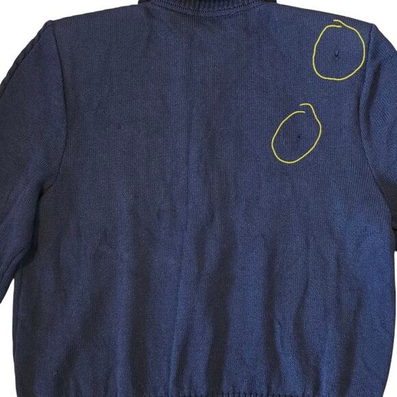 St John Santana Knit Navy Cable Zip Cardigan Jacket Sweater Size 12 USA - Picture 4 of 7